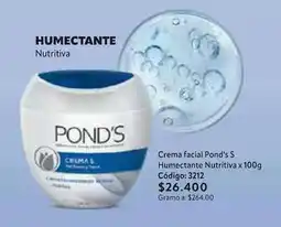 Nova Venta Pond's - crema facial humectante nutritiva x 100g código: 3212 oferta