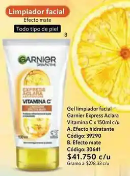Nova Venta Garnier - gel limpiador facial express aclara vitamina c oferta
