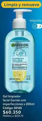 Nova Venta Garnier - gel limpiador facial anti imperfecciones x 200ml código: 50165 oferta