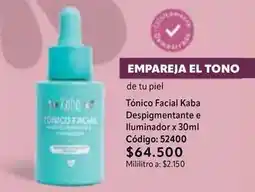 Nova Venta Piel - tónico facial kaba despigmentante e iluminador x 30ml código: 52400 oferta
