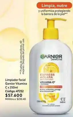 Nova Venta Garnier - limpiador facial vitamina c x 250ml oferta