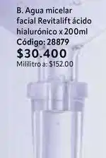 Nova Venta Revitalift - agua micelar facial ácido hialurónico x 200ml código: 28879 oferta