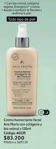 Nova Venta Ana maría - crema humectante facial con colágeno y bio retinol x 120ml oferta