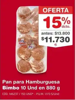 Makro Bimbo pan para hamburguesa oferta