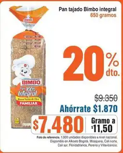 Alkosto Bimbo - pan tajado integral oferta