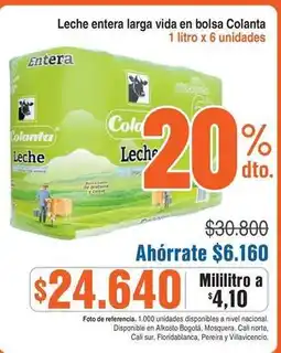 Alkosto Colanta - leche entera larga vida oferta