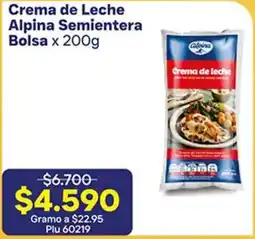 La Gran Colombia Alpina crema de leche semientera bolsa oferta