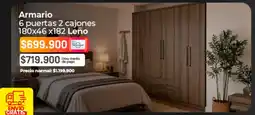 Easy Pago - armario 6 puertas 2 cajones 180x46 x182 leño oferta