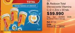 Leonisa Redoxon total efervescente vitamina c, d + zinc x 30 tab oferta