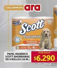 Ara Scott - papel higiénico ahorramax de 4 rollos (30 m.) oferta