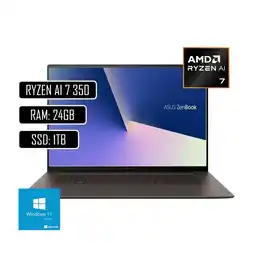 Falabella PORTATIL ZENBOOK AMD RYZEN AI 7 350 - RAM 24GB LPDD5X - 1TB SSD - PANTALLA 16 TOUCH OLED 3K oferta