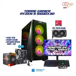 Falabella COMPUTADOR GAMER RYZEN 5 5500X3D + RX 7600 8GB - 32GB RAM - SSD 1TB - MONITOR 24 120Hz - WIFI+BT oferta