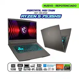 Falabella PORTÁTIL THIN RYZEN 5 7535HS / RTX 3050 4GB 15.6 FHD 144HZ IPS / 16GB DDR5 / 512GB / WINDOWS 11 oferta