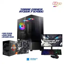Falabella PC GAMER RYZEN 7 5700G + MONITOR 24 144HZ - CHASIS XPG INVADER X - RAM 16GB - SSD 512GB + COMBO oferta