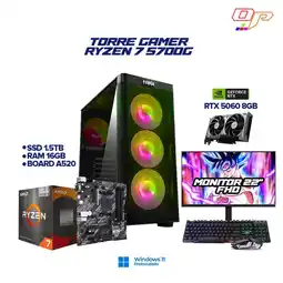 Falabella PC Gamer Ryzen 7 5700G + RTX 5060 8GB - 16GB RAM - 1.5TB + Monitor 22 100Hz oferta