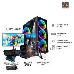 Falabella COMPUTADOR GAMER RYZEN 7 5700G + MONITOR 27 180HZ 16GB RAM - 512GB + OBSEQUIOS IDEAL PARA GAMING oferta