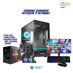 Falabella PC GAMER RYZEN 7 5700G + MONITOR 24 FHD 144HZ - REF. LIQUIDA - RAM 32GB SSD 2TB- CHASIS NOVA RGB oferta
