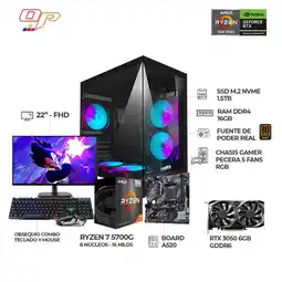 Falabella PC GAMER RYZEN 7 5700G/RTX 3050 6GB/16GB RAM/1.5TB/MONITOR 22/COMBO GAMER oferta