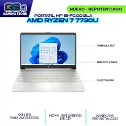 Falabella PORTATIL 15-FC0012LA RYZEN 7 7730U 15,6 FHD / RAM 24GB DDR4 3200MHZ / SSD 1TB M.2 oferta