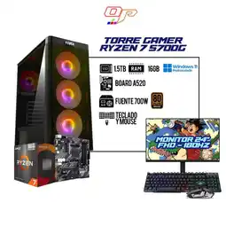 Falabella PC GAMER RYZEN 7 5700G - 16GB - 1.5TB - BOARD A520 - 750W - COMBO 2 EN 1 - OBSEQUIO MONITOR 24 180HZ oferta