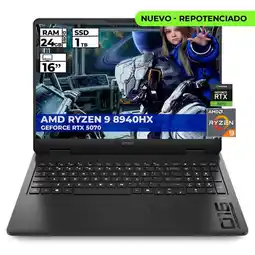 Falabella PORTATIL GAMER OMEN RYZEN 9-8940HX 24GB RAM 1TB SSD RTX 5070 16'' 2K oferta