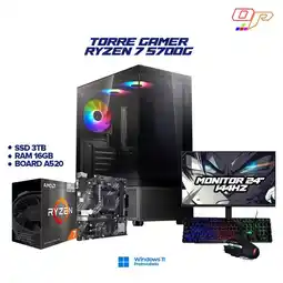 Falabella PC GAMER RYZEN 7 5700G + MONITOR 24 144HZ - CHASIS XPG INVADER X - RAM 16GB - SSD 3TB + COMBO oferta