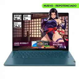 Falabella PORTATIL YOGA RYZEN 7-8845HS 16GB RAM 1TB SSD 14'' 90HZ WQXGA RTX 3050 WINDOWS 11 oferta