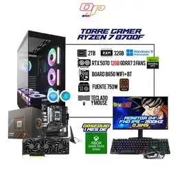 Falabella PC GAMER RYZEN 7 8700F / RTX 5070 12GB / 32GB / 2TB SSD / B650 WIFI + BT / 750W 80+ / 24 200HZ oferta