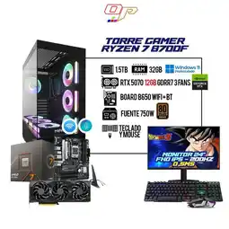 Falabella PC GAMER R7 8700F - BOARD B650 WIFI - RAM 32GB - SSD 2.5TB M.2 - FUENTE 750W - MONITOR 24 200Hz oferta