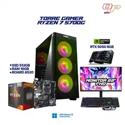Falabella PC Gamer Ryzen 7 5700G + RTX 5050 8GB - 16GB RAM - 512GB + Monitor 22 100Hz oferta