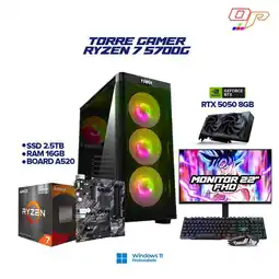 Falabella PC Gamer Ryzen 7 5700G + RTX 5050 8GB - 16GB RAM - 2.5TB + Monitor 22 100Hz oferta