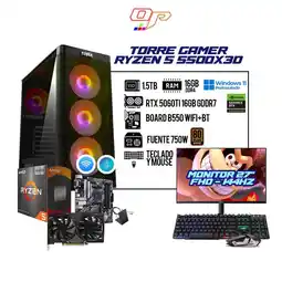 Falabella PC GAMER RYZEN 5 5500X3D + RTX 5060 - REF LÍQUIDA - 16GB RAM - 1.5TB SSD M.2 - MONITOR 27 144Hz oferta