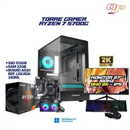 Falabella PC GAMER RYZEN 7 5700G + MONITOR 27 2K180HZ - REF. LIQUIDA - RAM 32GB SSD 512GB- CHASIS NOVA RGB oferta