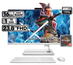 Falabella TODO EN UNO 24ALC6 RYZEN 5-7430U 16GB RAM 1TB SSD 24 FHD BLANCO oferta