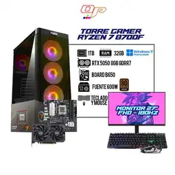 Falabella PC GAMER RYZEN 7 8700F / RTX 5050 8GB / 32GB RAM / 1TB SSD / BOARD B650 / MONITOR 27 180HZ oferta