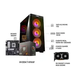 Falabella COMPUTADOR GAMER RYZEN 7 8700F + RX 9060XT 8GB - RAM 32GB SSD 1TB M.2 CHASIS RGB oferta