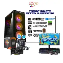 Falabella PC GAMER R5 5500X3D + RTX 5060 / BOARD B550 W+BT / RAM 16GB / SSD 512GB / 600W + Monitor 24 120Hz oferta