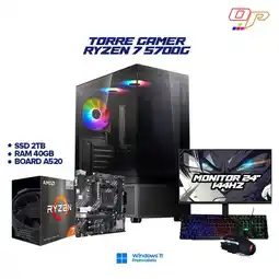 Falabella PC GAMER RYZEN 7 5700G + MONITOR 24 144HZ - CHASIS XPG INVADER X - RAM 40GB - SSD 2TB + COMBO oferta