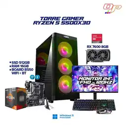 Falabella COMPUTADOR GAMER RYZEN 5 5500X3D + RX 7600 8GB - 16GB RAM - SSD 512GB - MONITOR 24 120Hz - WIFI+BT oferta