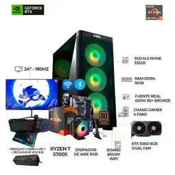Falabella PC Gamer Ryzen 7 5700X / RTX 5060 6GB / 16GB RAM / 512GB / Monitor 24 FHD 180Hz - IDEAL PARA GAMING oferta