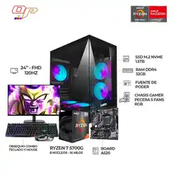 Falabella PC Gamer AMD Ryzen 7 5700G / 32GB RAM / SSD 1.5TB / Monitor 24” 120Hz oferta
