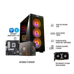 Falabella COMPUTADOR GAMER RYZEN 7 8700F+ RX 9060XT 8GB+ RAM 32GB SSD 2TB + B650 WIFI/BT oferta