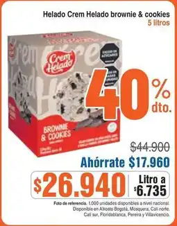 Alkosto Crem helado - helado brownie & cookies oferta