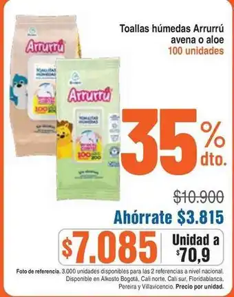 Alkosto Arrurrú - toallas húmedas oferta