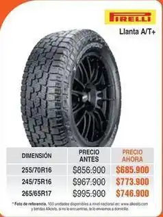 Alkosto Pirelli - llanta a/t+ oferta