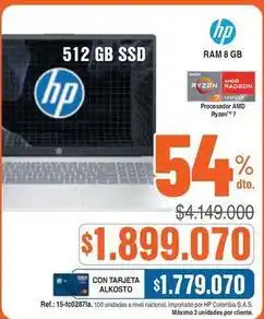 Alkosto Hp - laptop 512 gb ssd ram 8 gb oferta