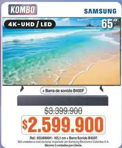 Alkosto Samsung - 4k-uhd / led tv 65 + barra de sonido b400f oferta
