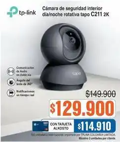 Alkosto Tp-link - cámara de seguridad interior día/noche rotativa tapo c211 2k oferta