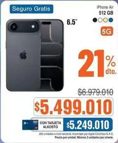 Alkosto Apple - iphone air 512 gb oferta