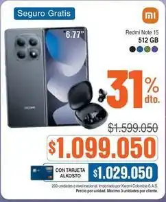 Alkosto Xiaomi - redmi note 15 512 gb oferta